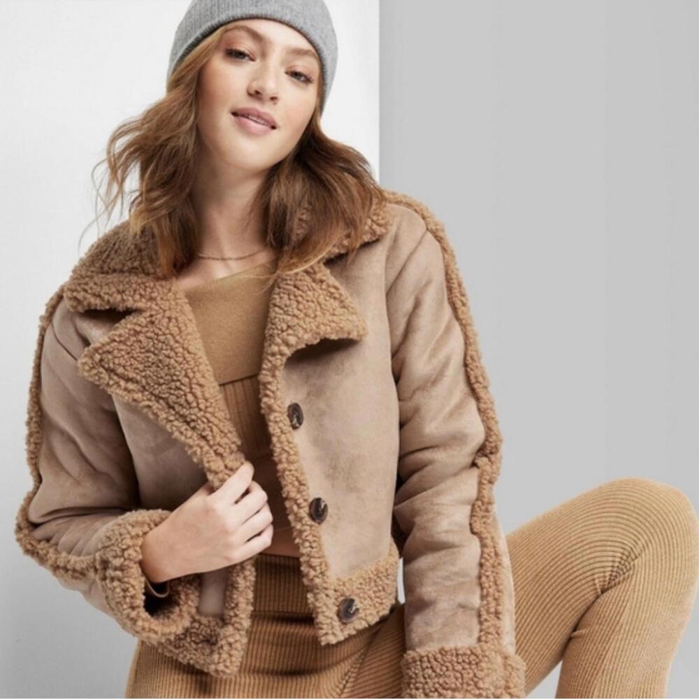 Wild Fable Faux Shearling Suede Jacket, Women's XL, NWOT